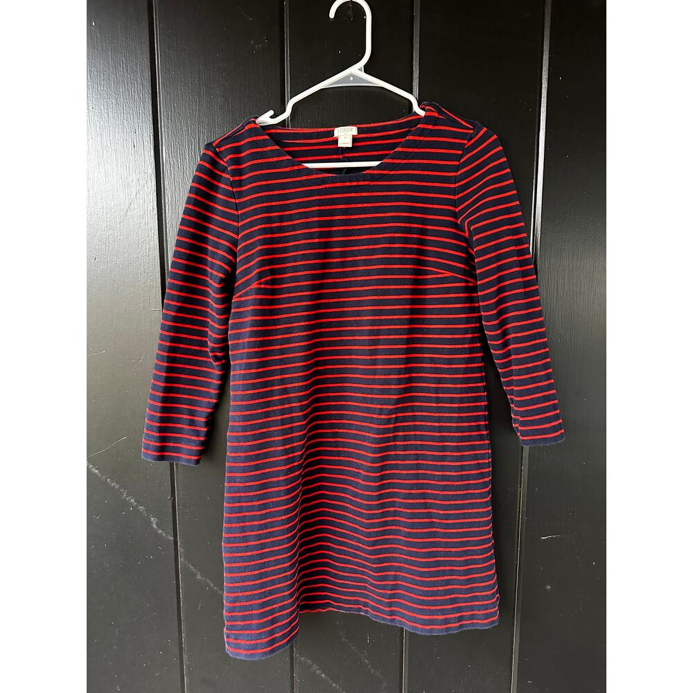 J.Crew Navy Red Striped Knit Dress Women’s XS 3/4 Sleeve Casual Shift